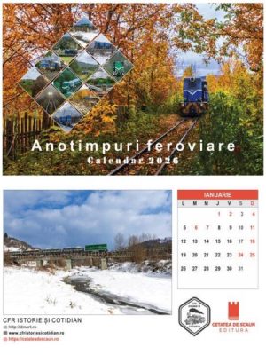 Anotimpuri feroviare. Calea ferata ingusta - Fieni. Calendar de birou 2026