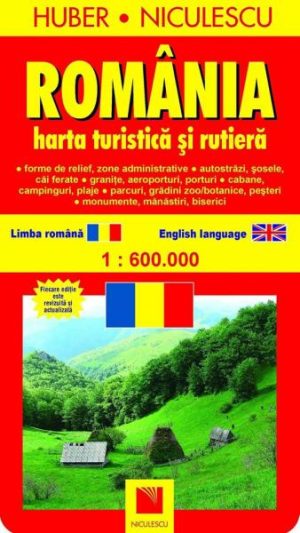 Romania. Harta turistica si rutiera. Scara 1:600000